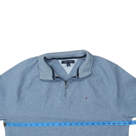 Tommy Hilfiger Mens Blue 1/4 Zip Mock Neck Sweatshirt Size L