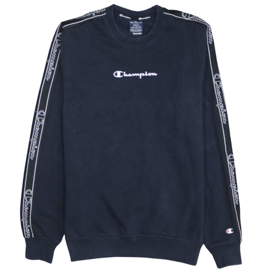 Champion Men’s Black Small Logo Tape Pullover Sweatshirt