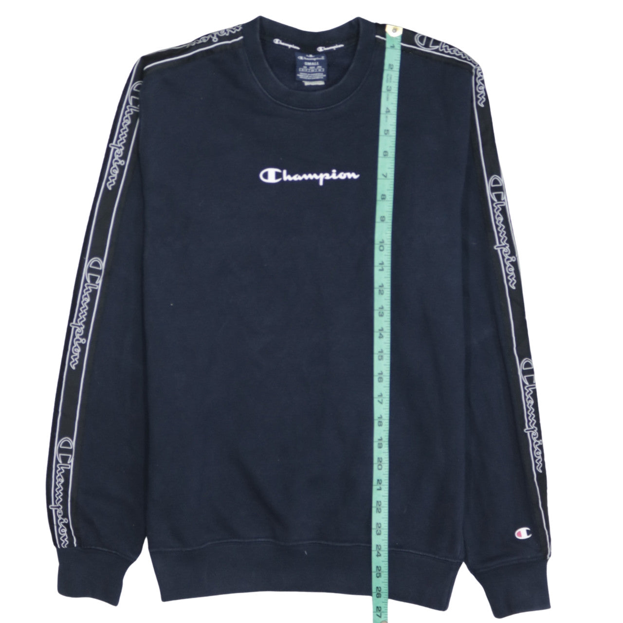 Champion Men’s Black Small Logo Tape Pullover Sweatshirt