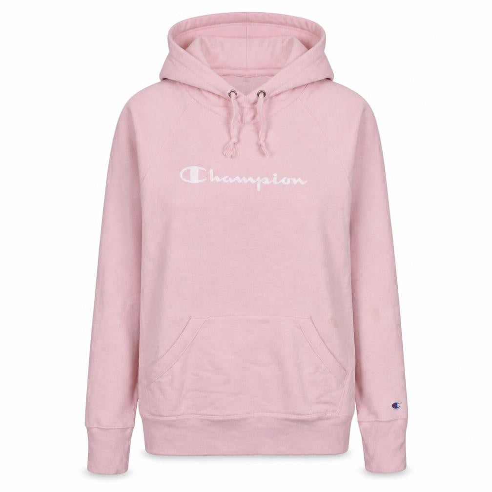 Front view of Champion Women's Pink Pullover Hoodie Small Cotton Blend