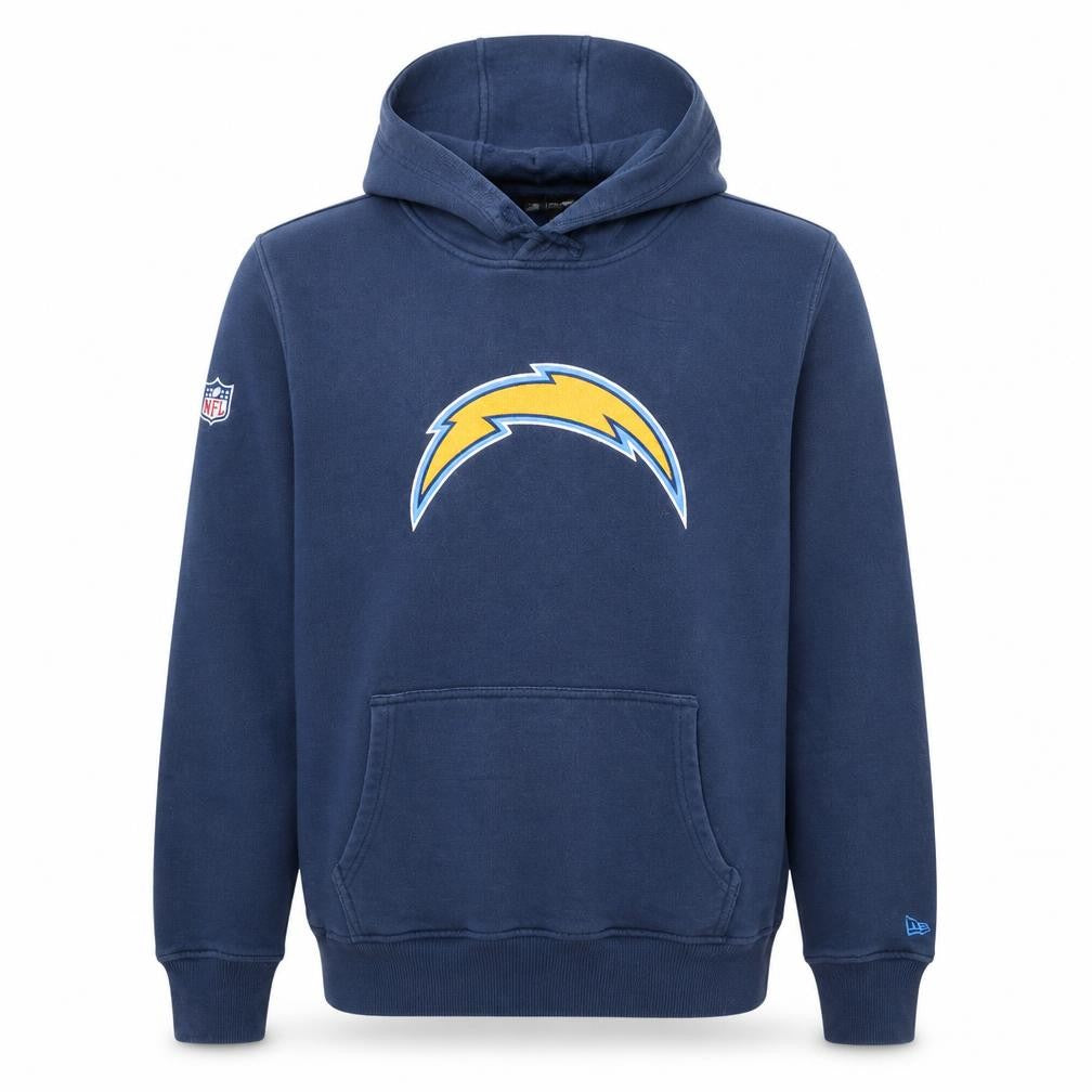 Front view of New Era Men's Blue XL Pullover Hoodie NFL Charger Logo Sportswear