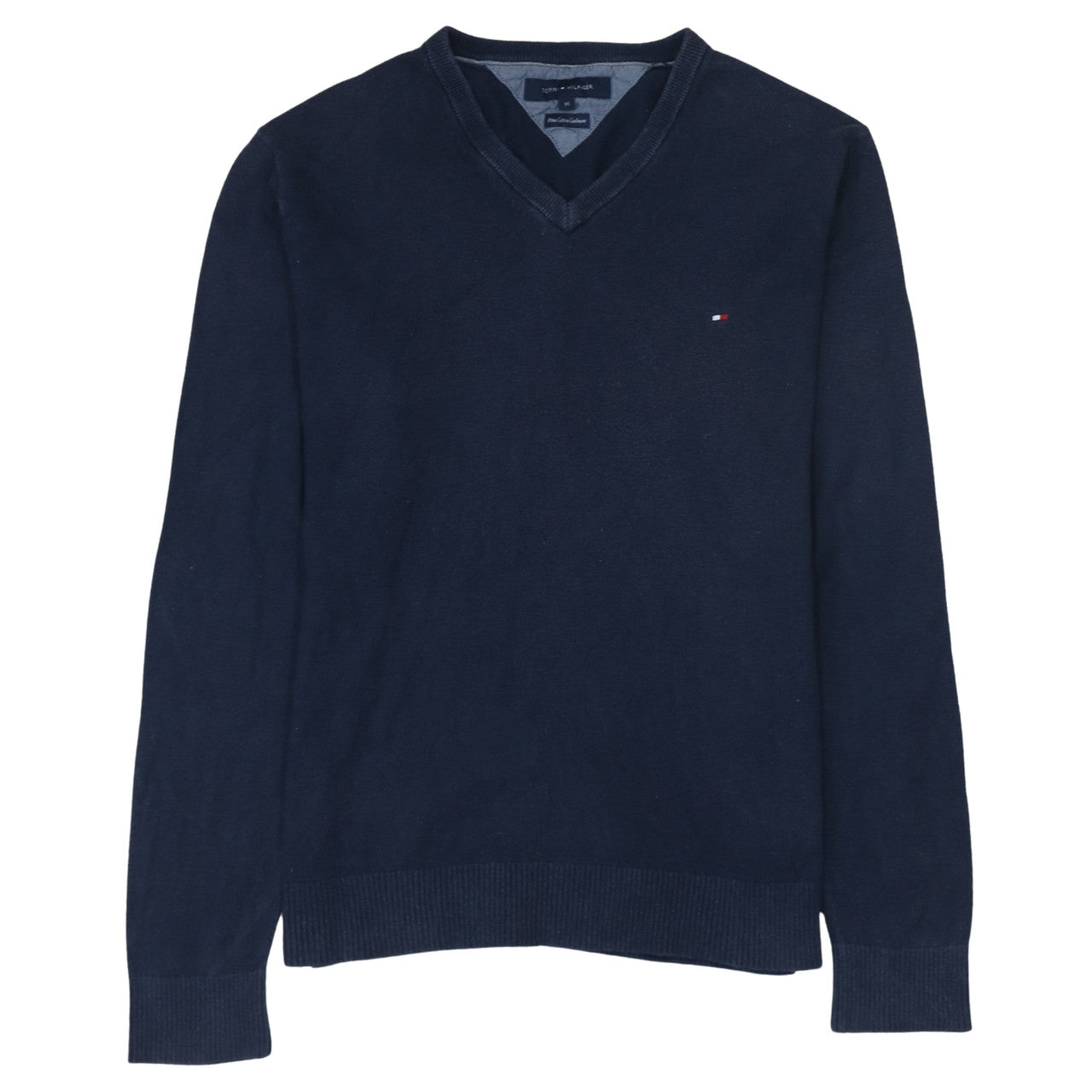 Tommy Hilfiger Men’s Blue V-Neck Cotton Cashmere Pullover Sweatshirt M