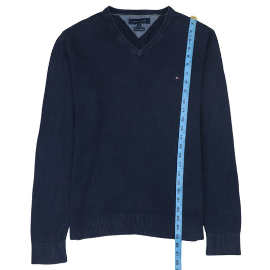 Tommy Hilfiger Men’s Blue V-Neck Cotton Cashmere Pullover Sweatshirt M