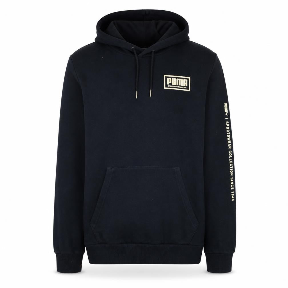 Front view of Puma Men's Black Pullover Hoodie S Sportswear Collection Fleece