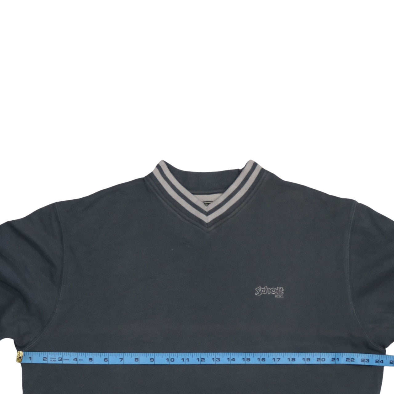 Schott NYC Men's Blue V-Neck Cotton Pullover Sweatshirt M