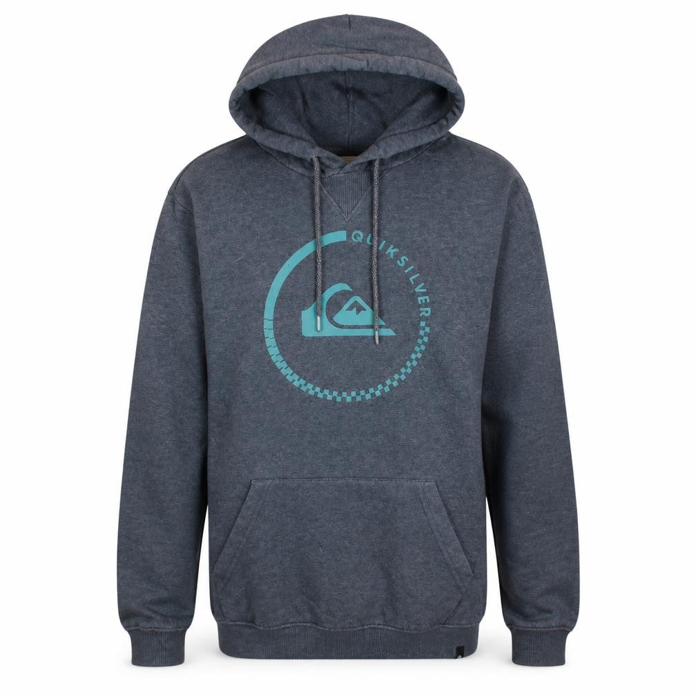 Front view of Quiksilver Men Grey Pullover Hoodie Small Graphic Logo