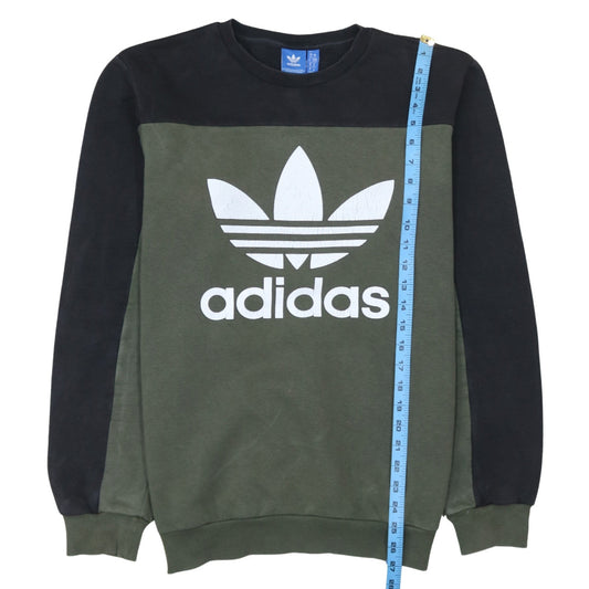 Adidas Men's Green Black Crew Neck Pullover Sweatshirt Size M