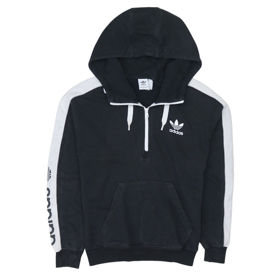 Adidas Women Black & White 1/2 Zip Hoodie Size 8 - Cotton Blend