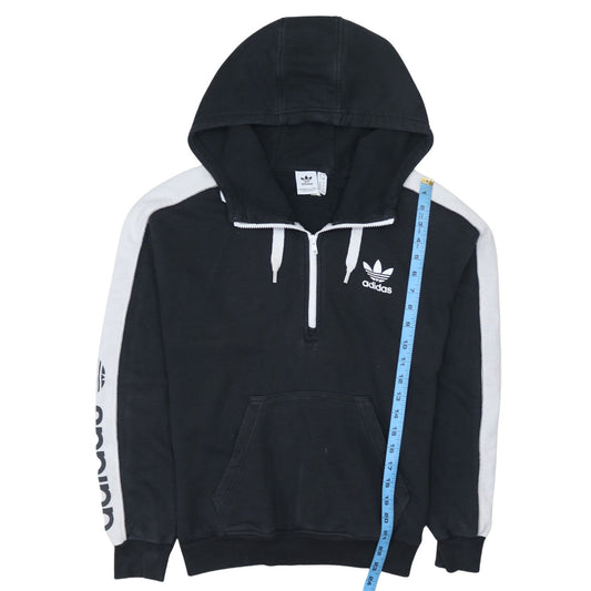 Adidas Women Black & White 1/2 Zip Hoodie Size 8 - Cotton Blend
