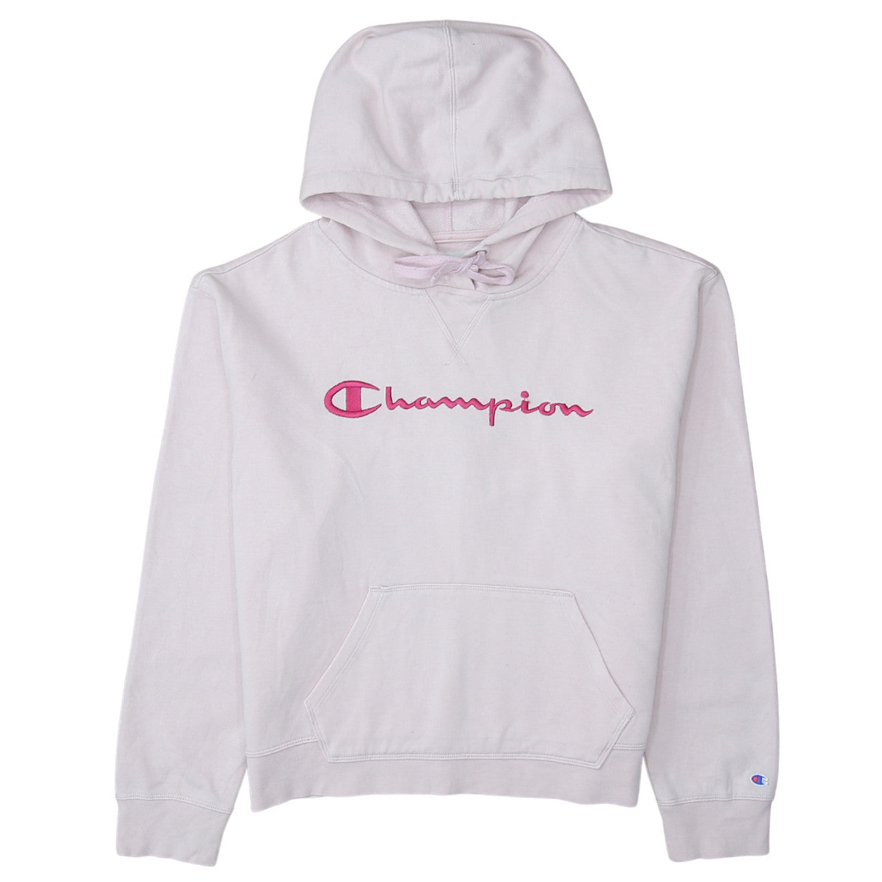Champion Women Pink Embroidered Pullover Hoodie L Cotton Blend