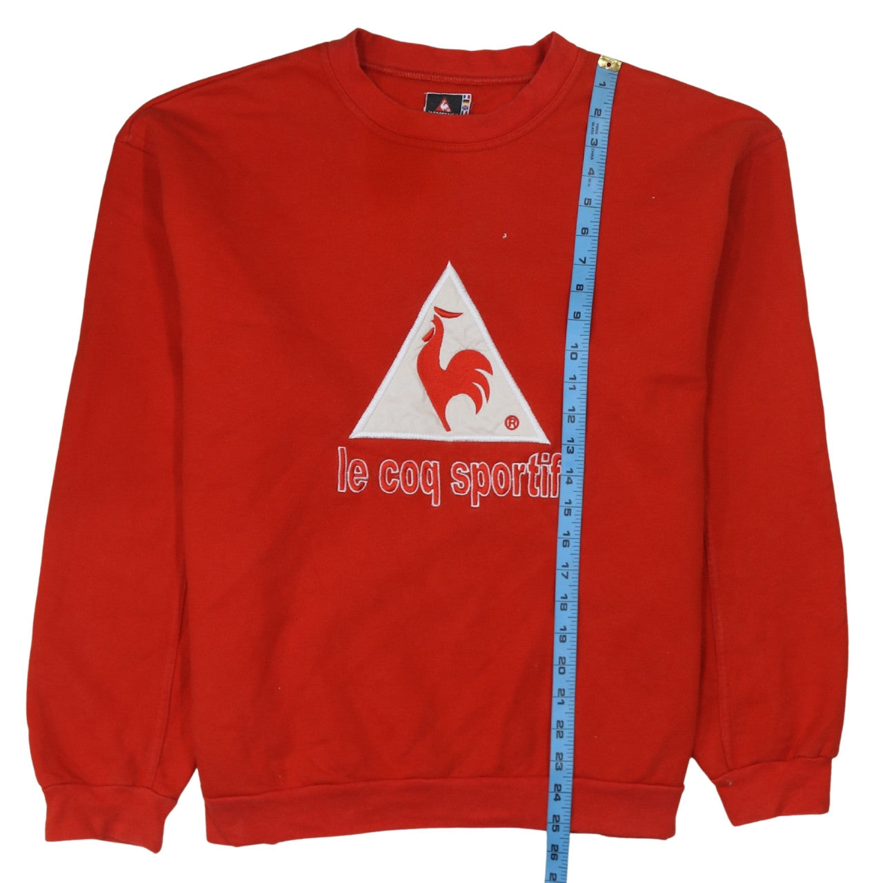 Le Coq Sportif Mens Red Cotton Crew Neck Pullover Sweatshirt L
