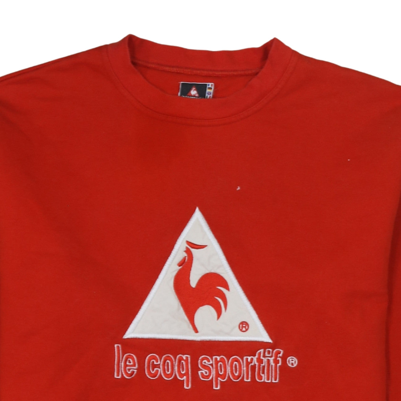 Le Coq Sportif Mens Red Cotton Crew Neck Pullover Sweatshirt L