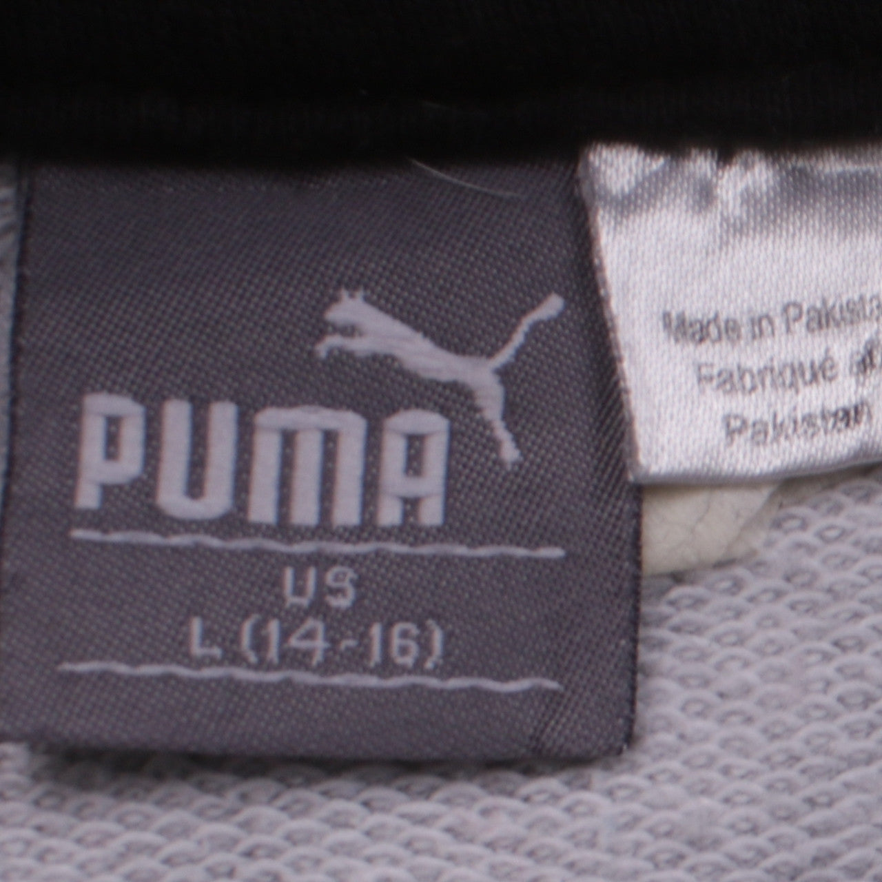 Puma Teens Grey Pullover Hoodie L Graphic Logo Cotton Blend
