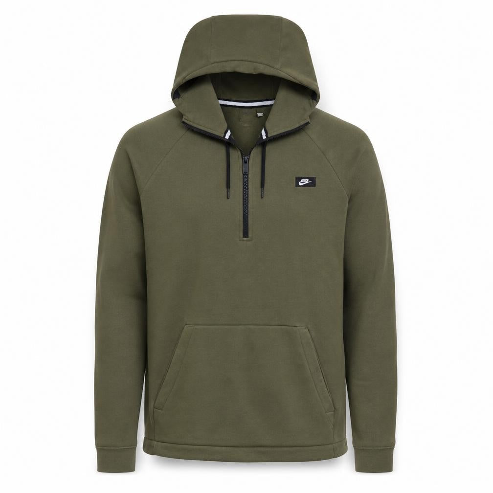 Front view of Nike Men's Green 1/2 Zip Hoodie, size S, Regular Fit Fleece