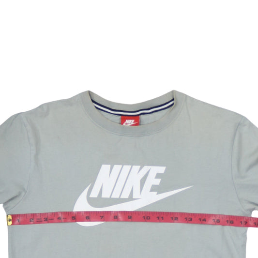 Nike Men's Grey Long Sleeve Graphic Logo Top XS