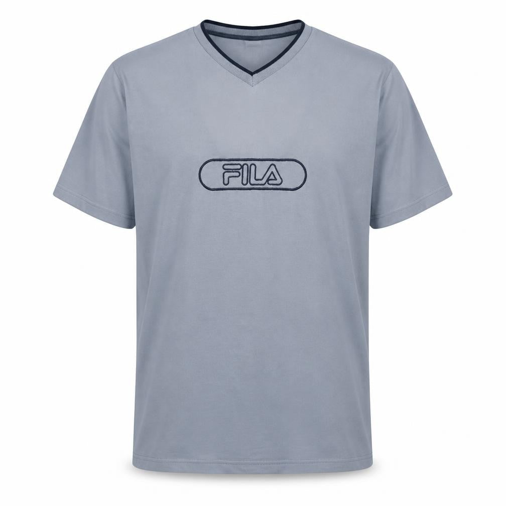 Fila Men's Blue XL V-Neck Logo Cotton Short Sleeve T-Shirt