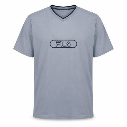 Fila Men's Blue XL V-Neck Logo Cotton Short Sleeve T-Shirt