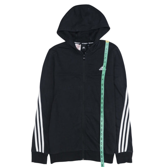Adidas Boys Black Full Zip Hoodie 15-16 Years Regular Fit Sportswear
