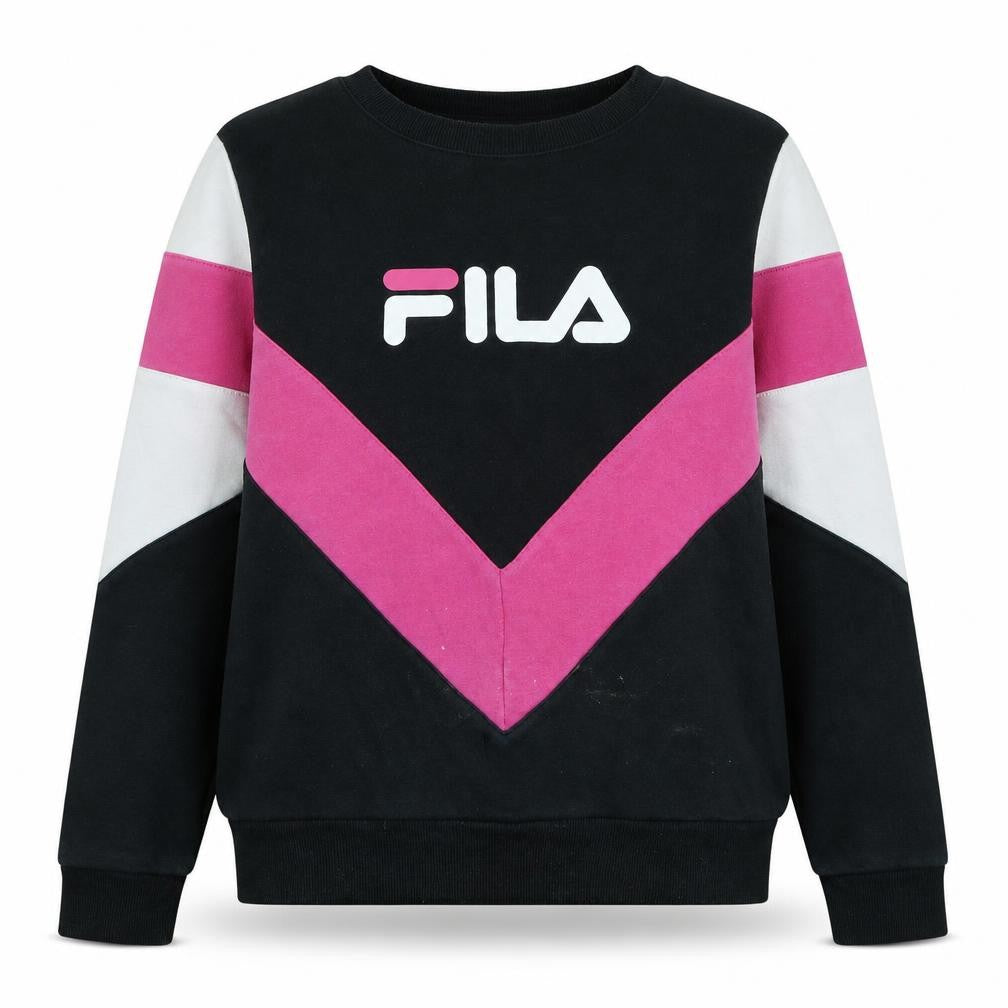 Fila Womens Black Pink Colourblock Logo Sweatshirt XS