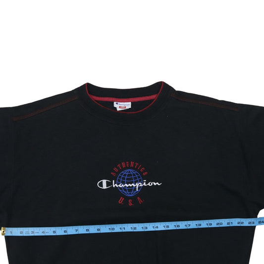 Champion Men's Black Large Pullover Sweatshirt USA Embroidered Vintage