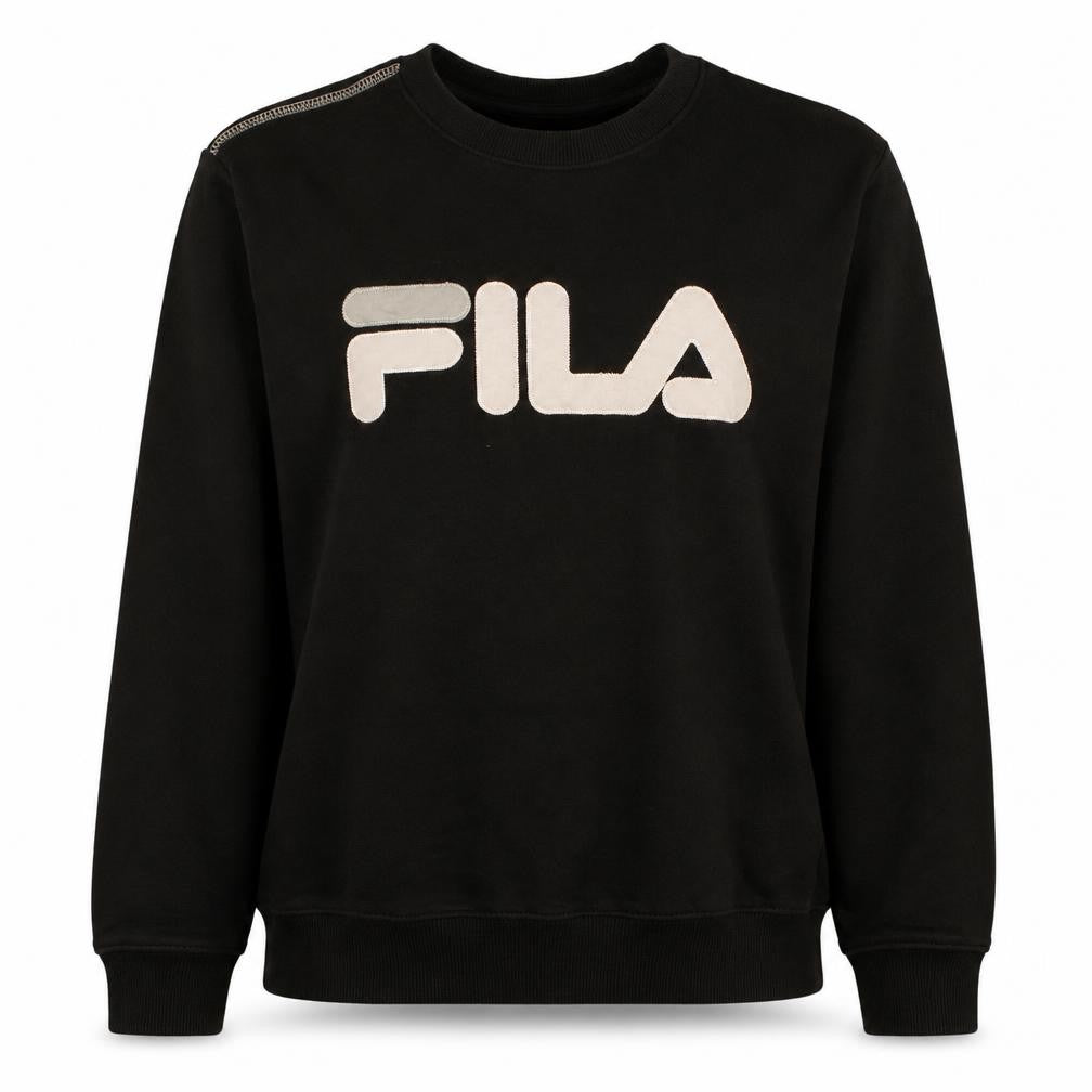 Front view of Fila women’s black small crew neck pullover sweatshirt