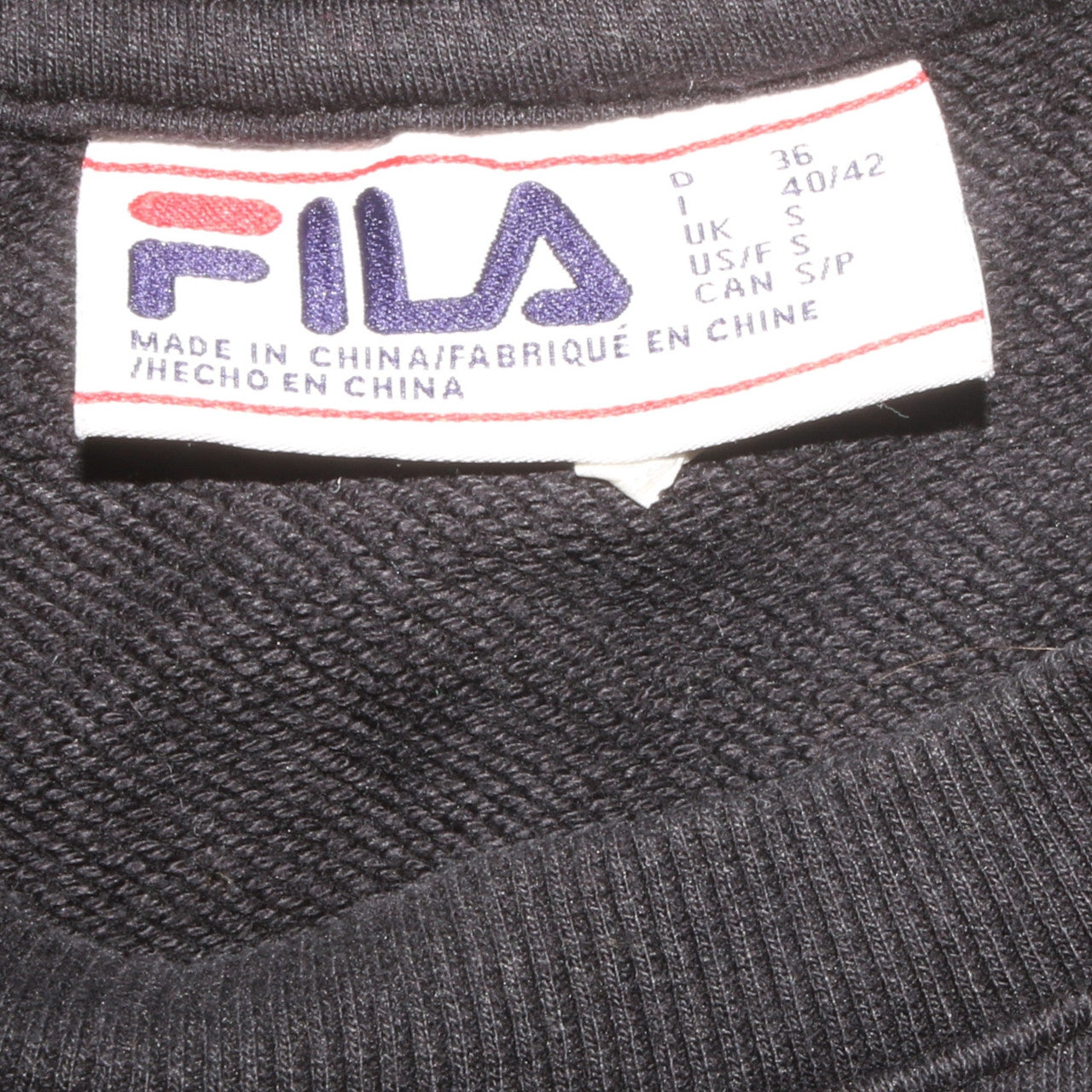 FILA Womens Black Small Crew Neck Pullover Sweatshirt