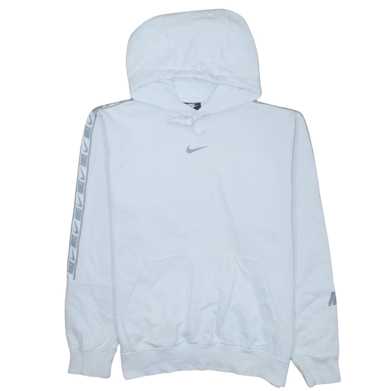 Nike Men's White Pullover Hoodie M Classic Fit Logo Fleece