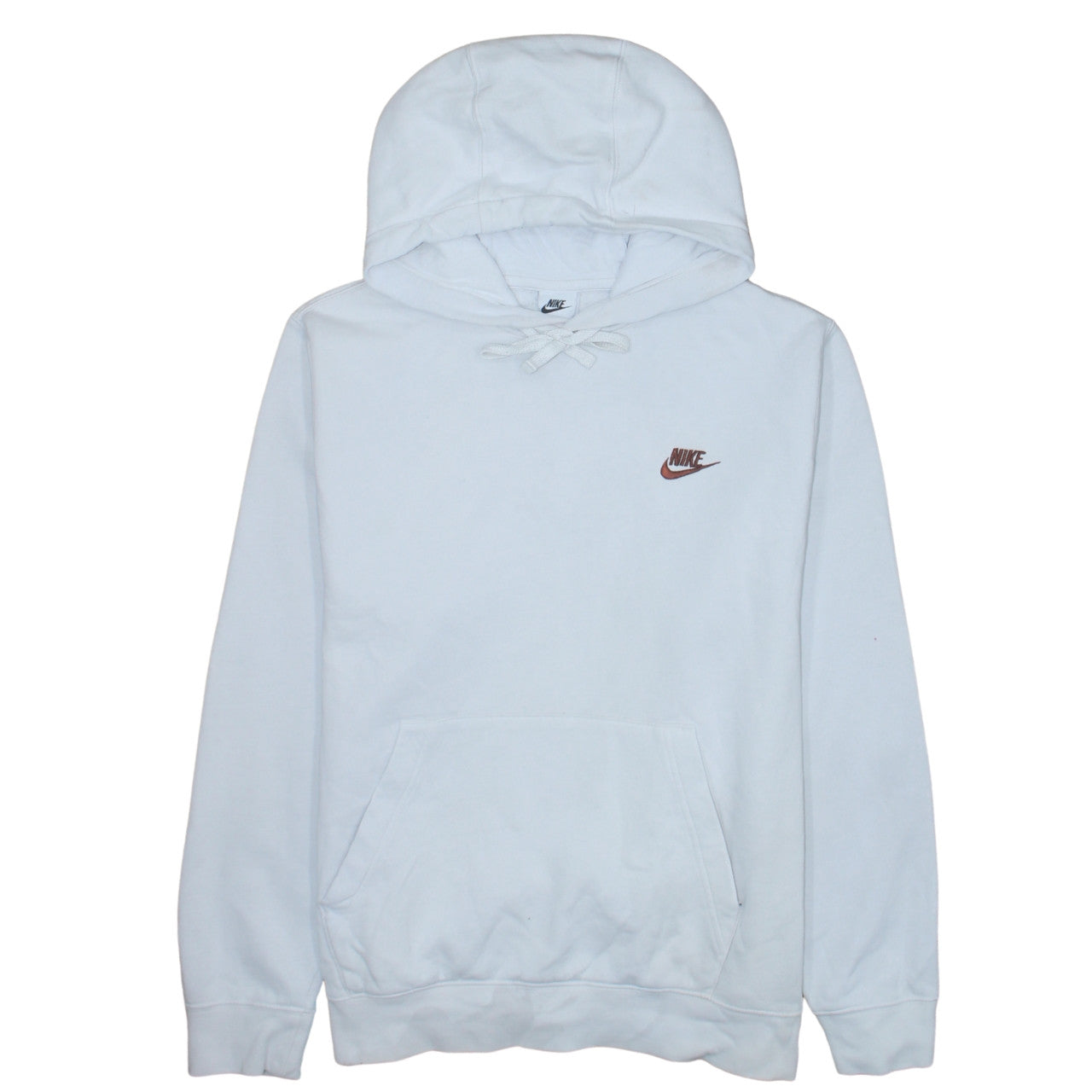 Nike Men White Pullover Hoodie M Fleece Regular Fit Logo Sportswear