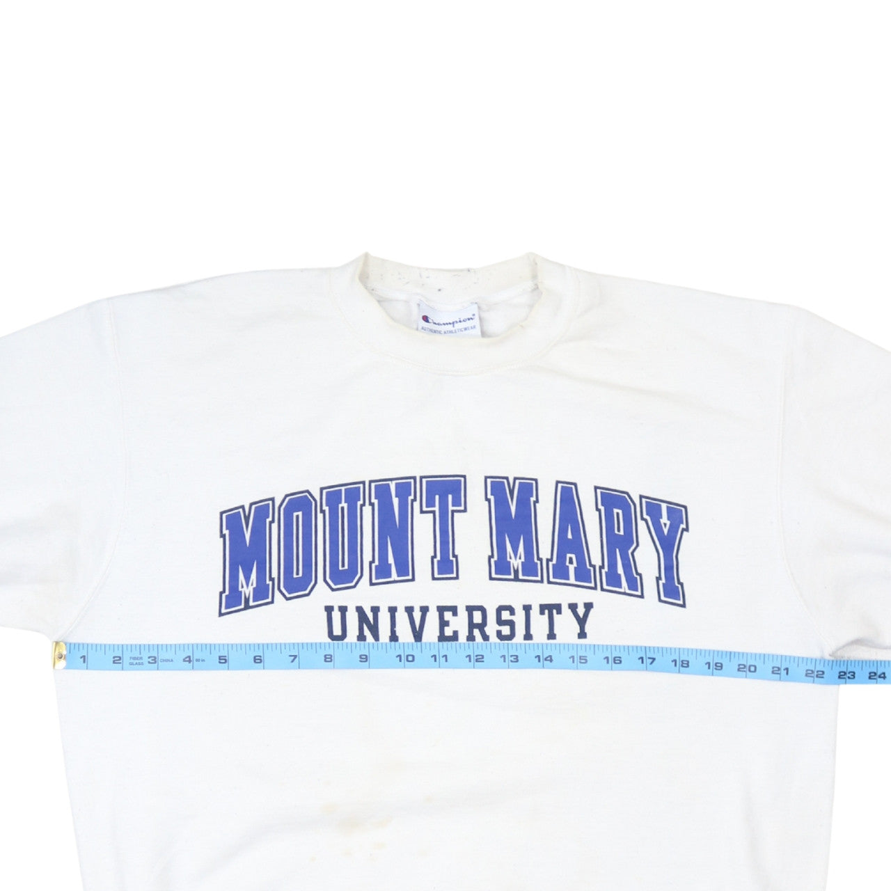 Champion Men’s White Mount Mary University Pullover Sweatshirt Medium
