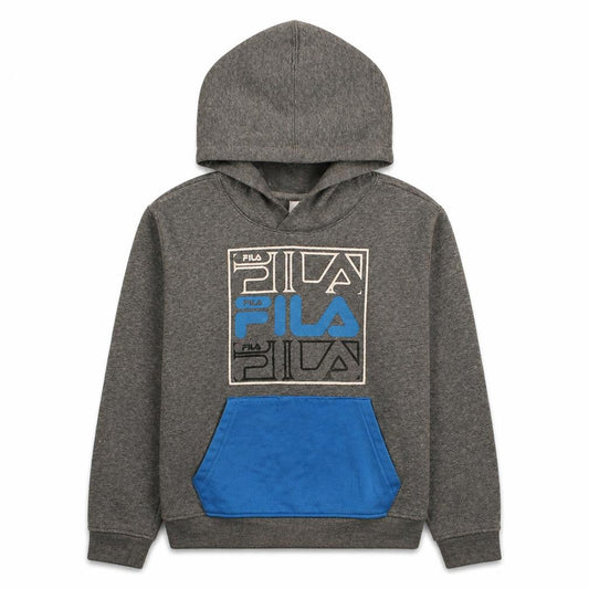 FILA Boys Grey & Blue Pullover Hoodie Size 11-12 Years Graphic Print