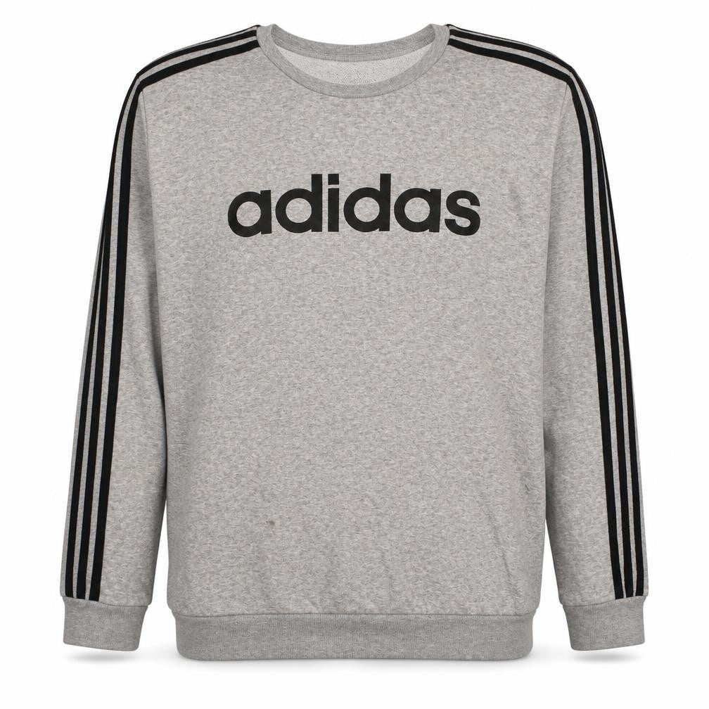 Front view of adidas Men’s Grey Crew Neck Sweatshirt L Logo Pullover