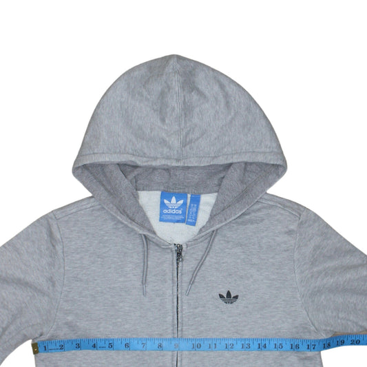 Adidas Women’s Grey Full Zip Hoodie Size 14 Classic Hooded Sweatshirt