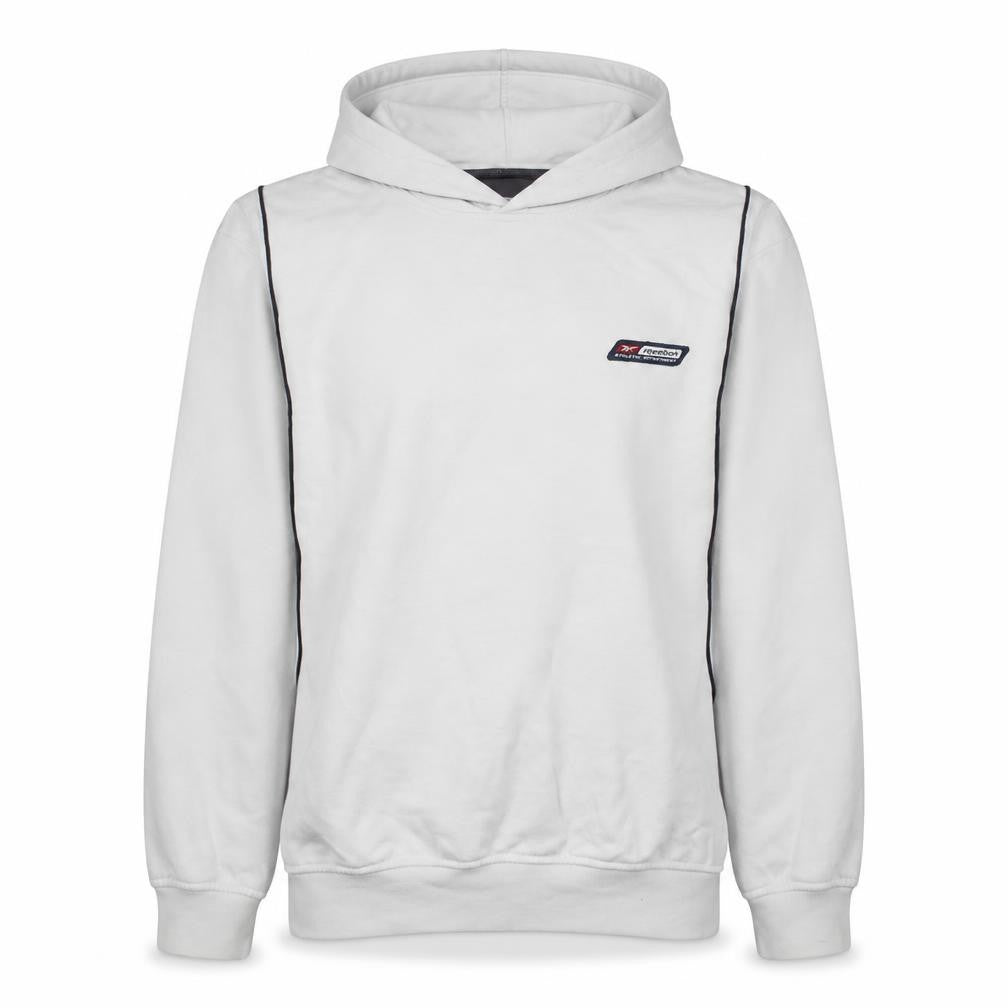 Reebok Men's White Pullover Hoodie Small Athletic Logo Sweatshirt
