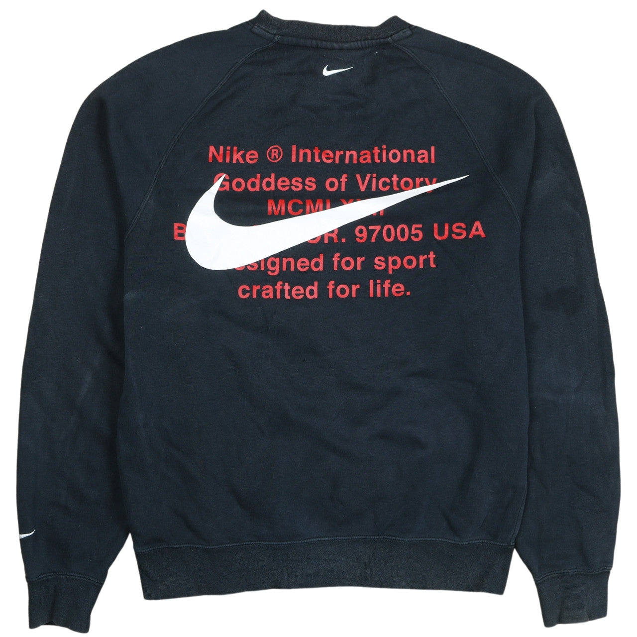 Nike Men's Black Swoosh Logo Crew Neck Sweatshirt Size S