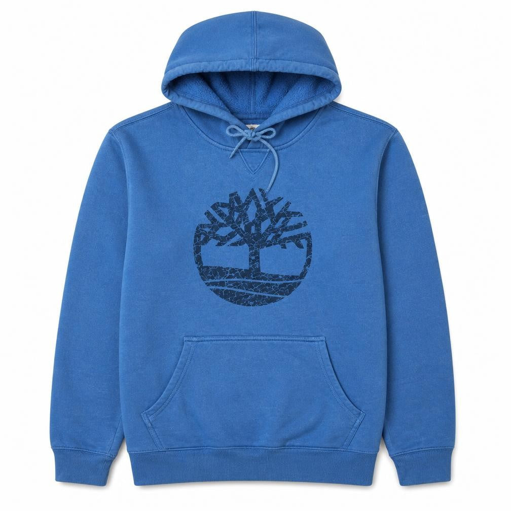 Timberland Men's Blue Pullover Hoodie Regular Fit M Graphic Logo