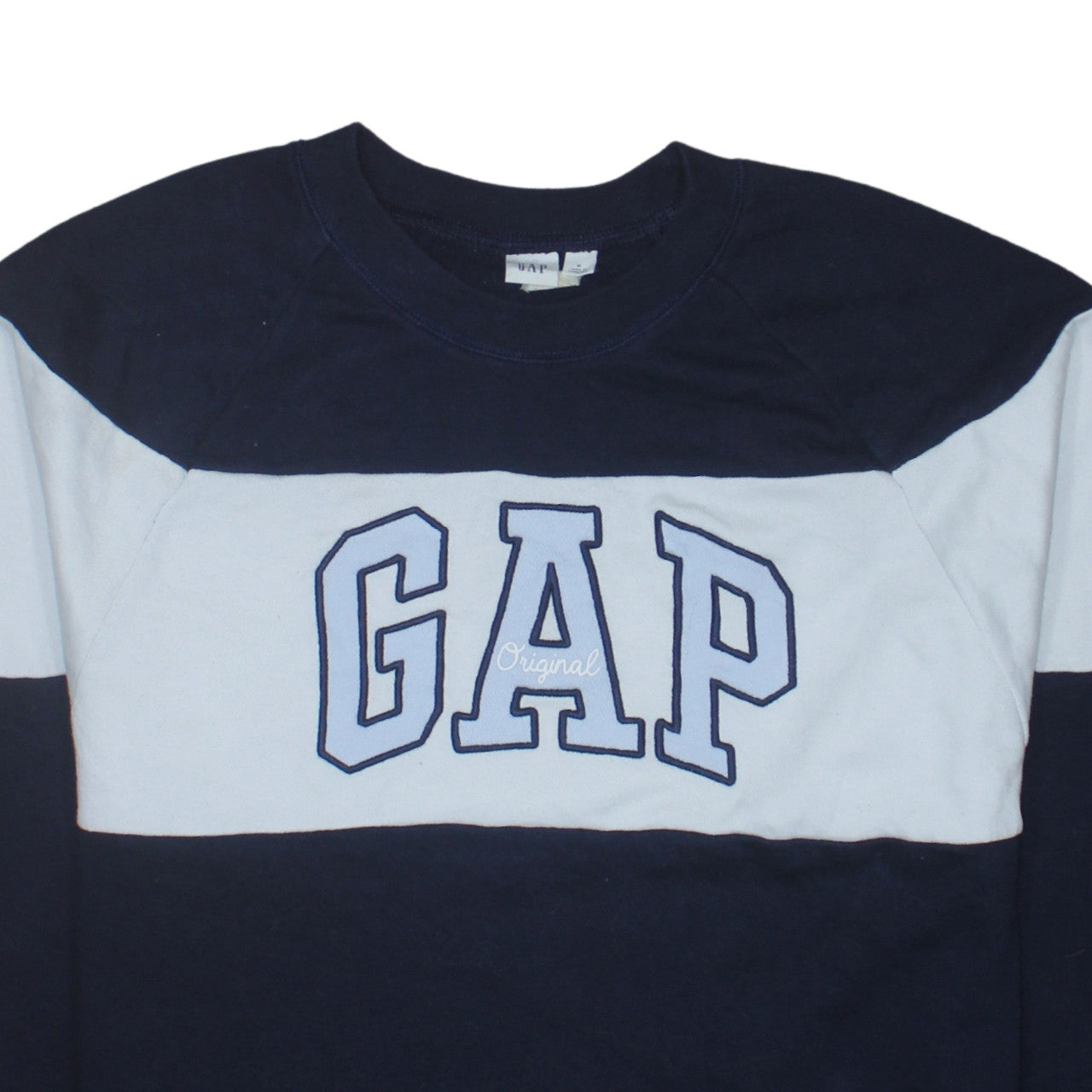GAP Women Navy Blue Colourblock Cotton Sweatshirt M