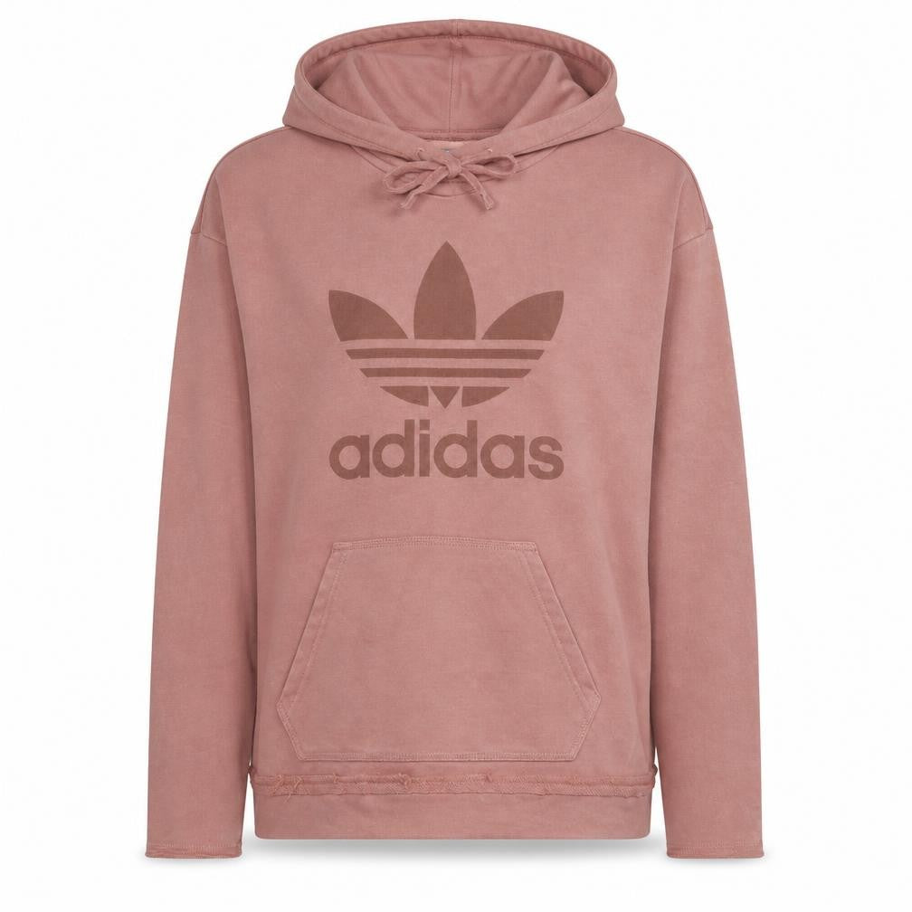 Front view of Adidas Women’s Pink Pullover Hoodie, size UK 10, Logo Print Casual