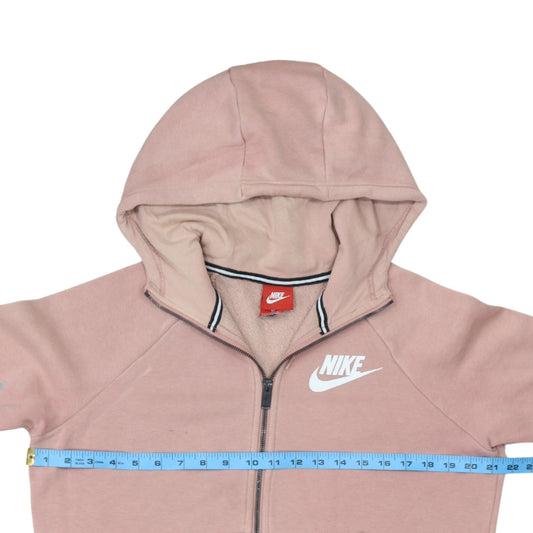 Nike Womens Pink Full Zip Hoodie Small Cotton Blend Sweatshirt