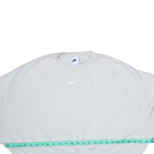 Nike Women Beige XS Pullover Crew Neck Sweatshirt Cotton Blend
