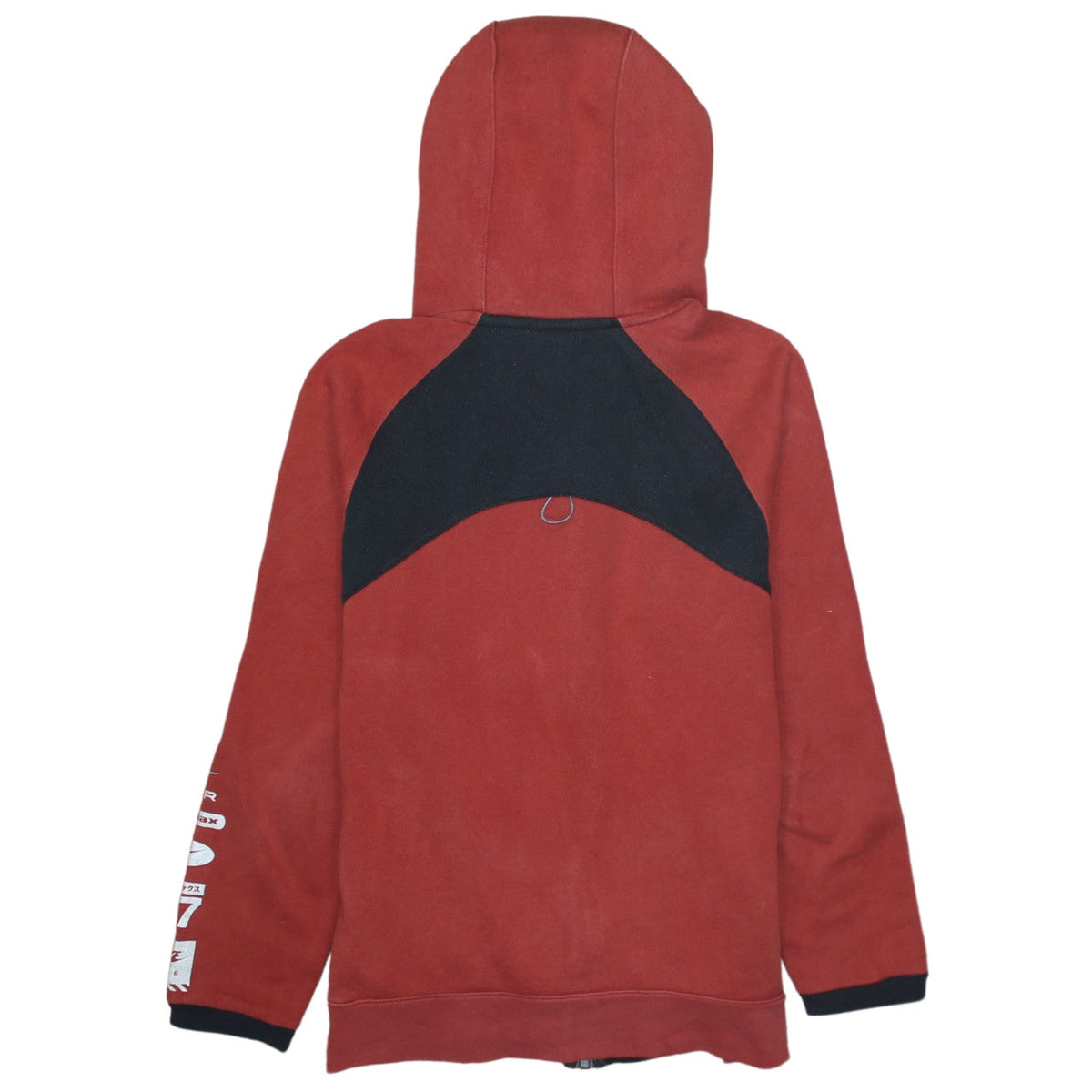 Brand and care label for Nike Men’s Black Red Air Full Zip Hoodie, size S, Sportswear