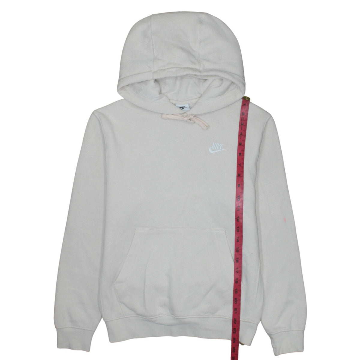 Back view of Nike Women's Beige XS Pullover Hoodie 80% Cotton Logo Print