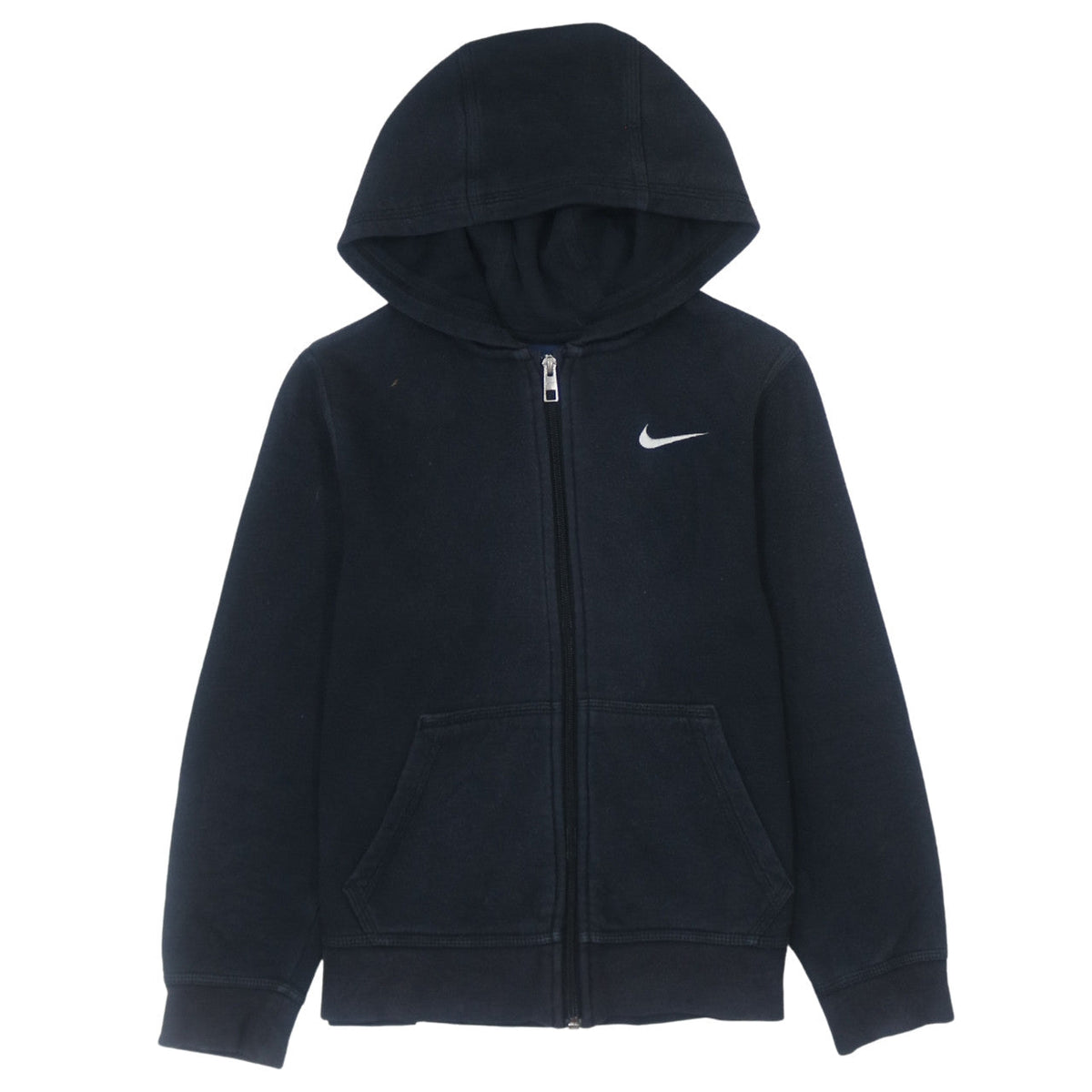 Front view of Nike boys’ black full zip hoodie sweatshirt m 10-12 years fleece lined