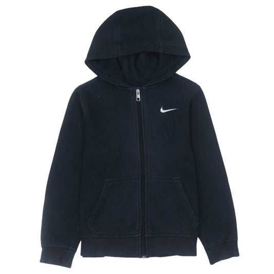 Nike Boys Black Full Zip Hoodie Sweatshirt M 10-12 Years Fleece Lined