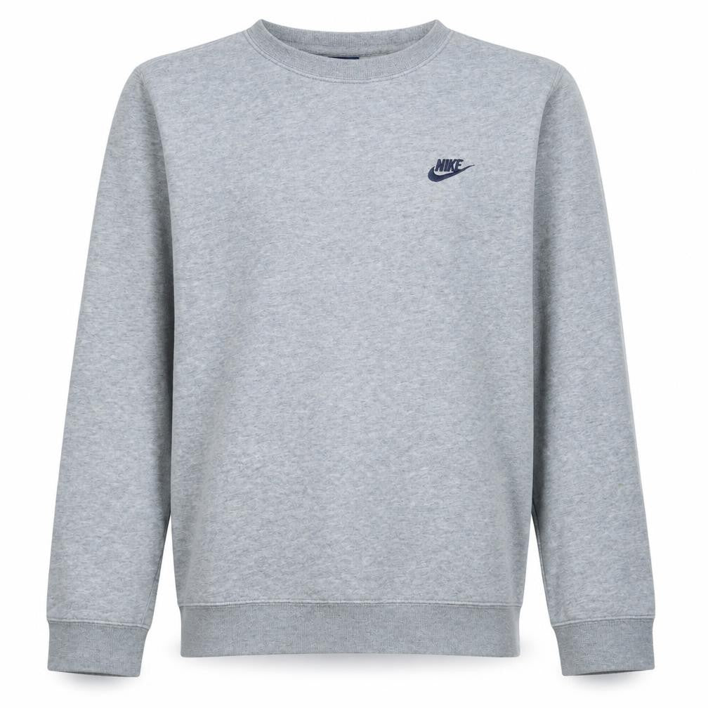 Front view of Nike Men's Grey Pullover Sweatshirt M Crew Neck Fleece Regular Fit