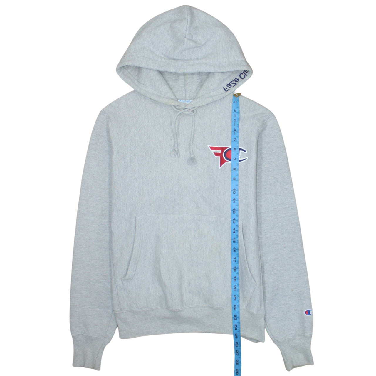 Champion Men's Grey Small Pullover Hoodie with Logo