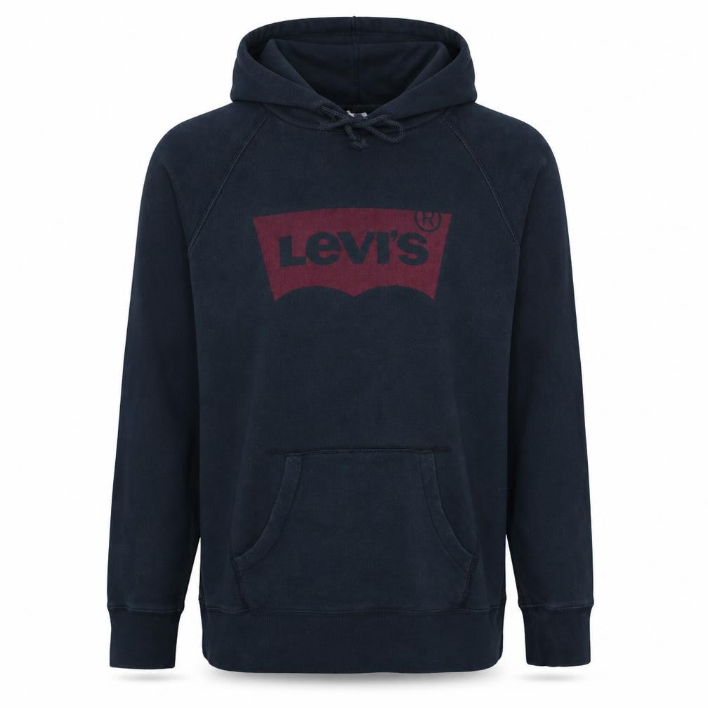 Front view of Levi's Men's Black Pullover Hoodie Small Regular Fit Logo Design