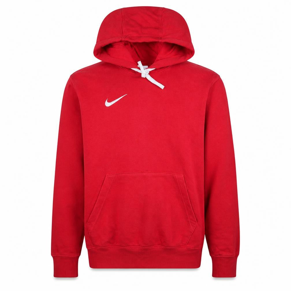 Front view of Nike Men's Red Pullover Hoodie, size S, Sports Fleece Sweatshirt