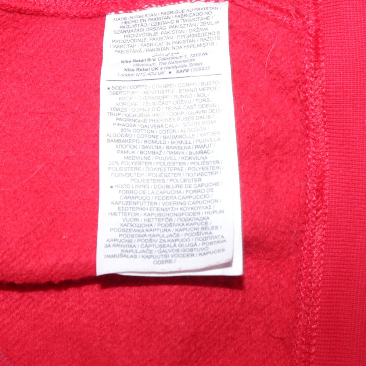 Additional view of Nike Men's Red Pullover Hoodie, size S, Sports Fleece Sweatshirt