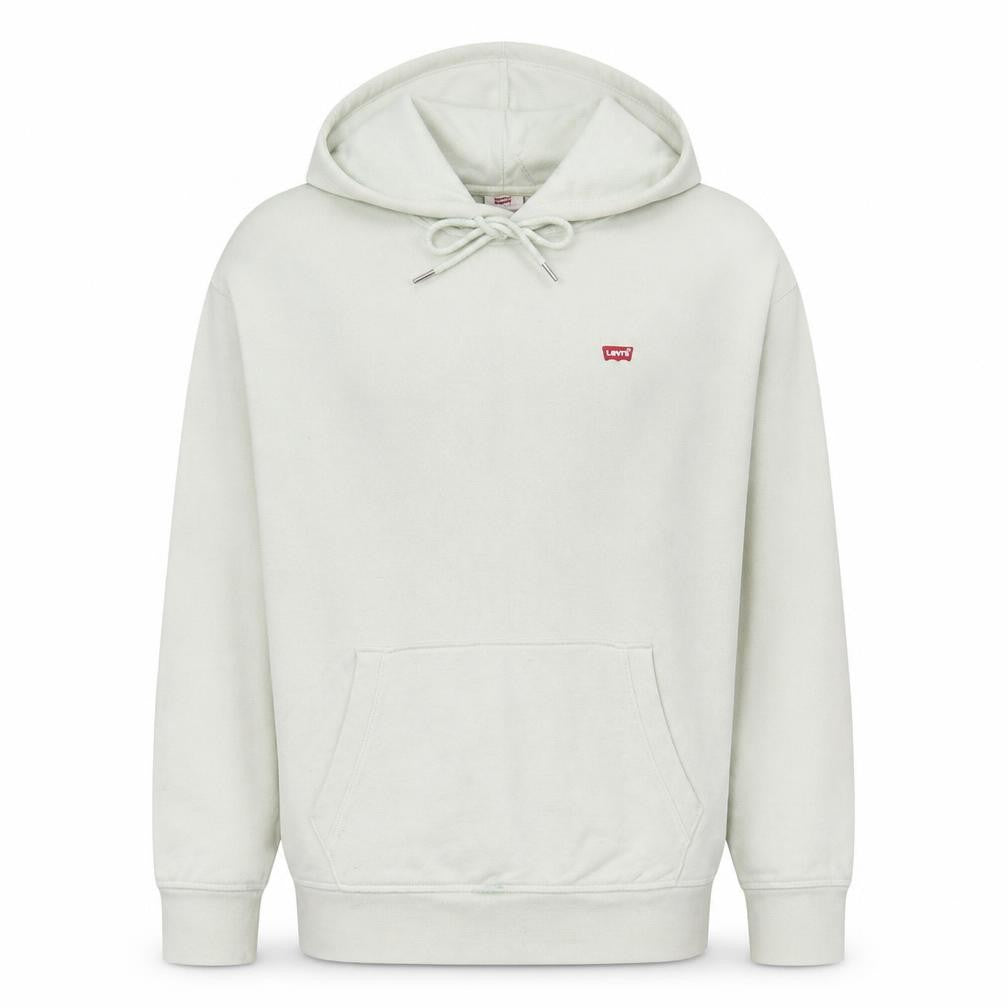 Front view of Levi's Men's White Pullover Hoodie Medium Regular Fit Logo