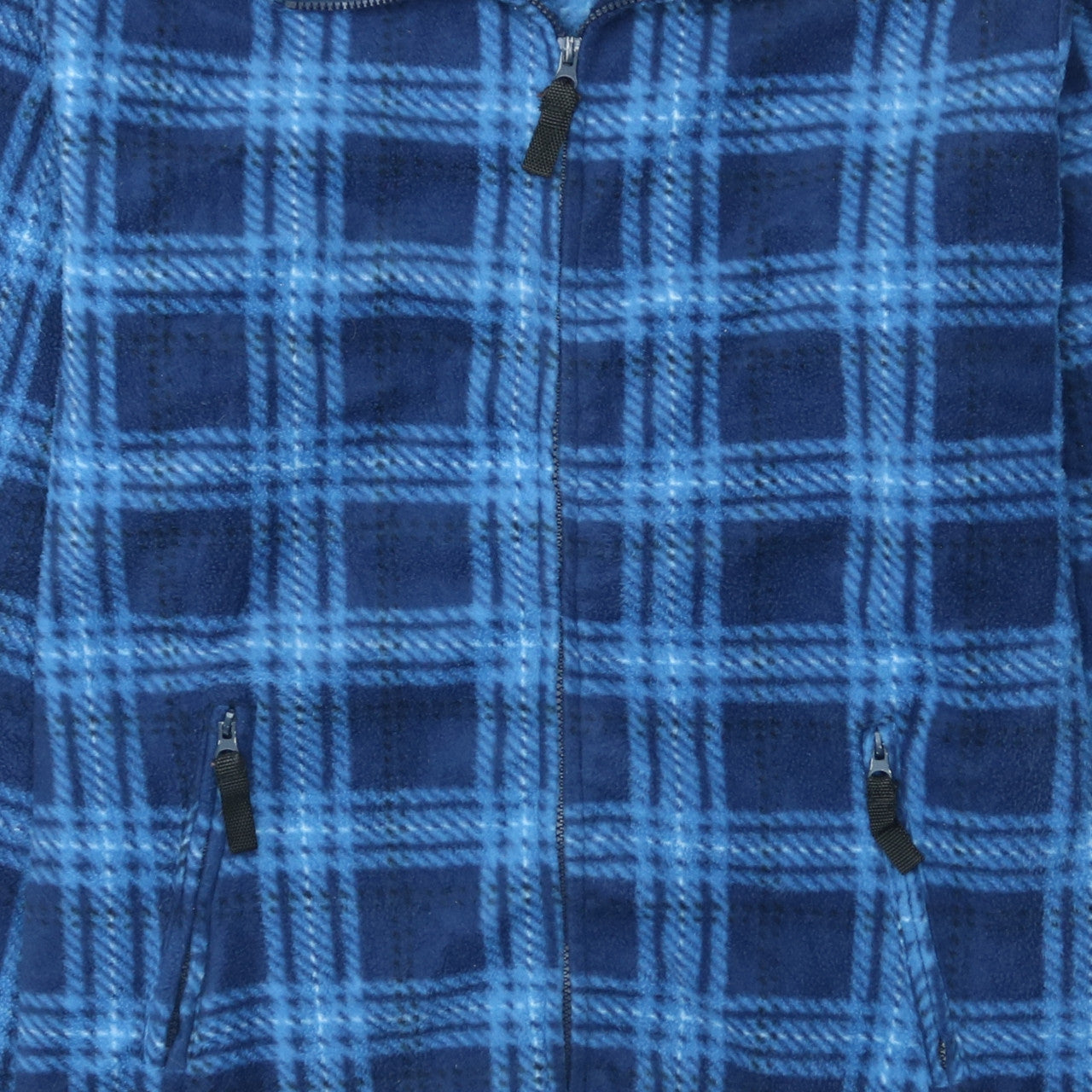 KingSize Men's Blue Check Fleece Full Zip Jacket 3XL